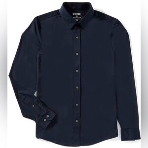 NWT Rhone Commuter Shirt Mens Navy Blue Slim Fit Italian Stretch Size L $138